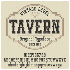 Vintage label typeface named "Tavern". Good handcrafted font for any label design.
