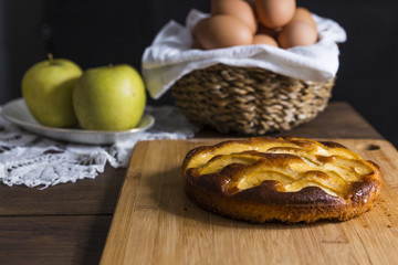 Apple cake with apples and eggs