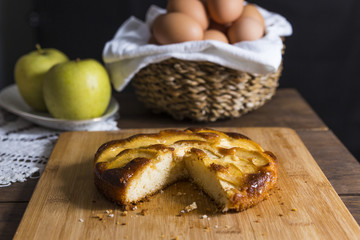 Apple cake with apples and eggs
