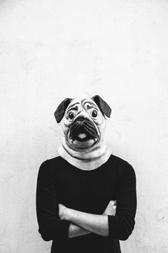 Man with a dog mask