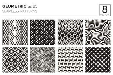 Minimal geometric seamless patterns set