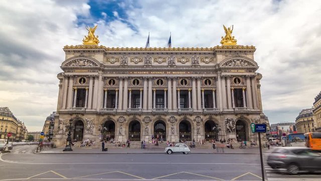 Palais or Opera Garnier The National Academy of Music timelapse hyperlapse in Paris, France.