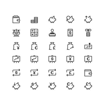 Minimal icon set of Bank and Finance Vector Line Icons Collection , good choice to use for website project , Ui and Ux design, mobile app and more. All vector icons based on 32px grid.