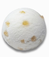Lemon ice-cream scoop with lemon fruit pieces