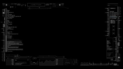 Heads up display interface infographic Alpha PNG.Technological pattern.Good for tech video overlay.As HUD infographic material texture for 3D models animation.Type 2 - Powered by Adobe