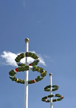 Wreath decorations at the Oktoberfest (Munich Beer Festival), Munich, Bavaria, Germany, Europe