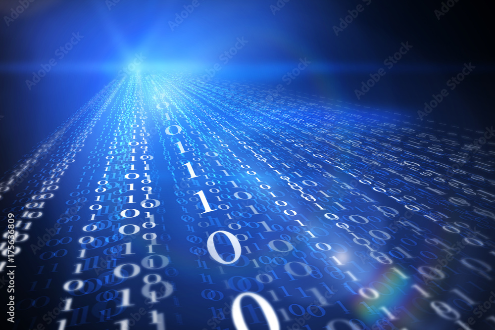 Fototapete Streaming binary code background