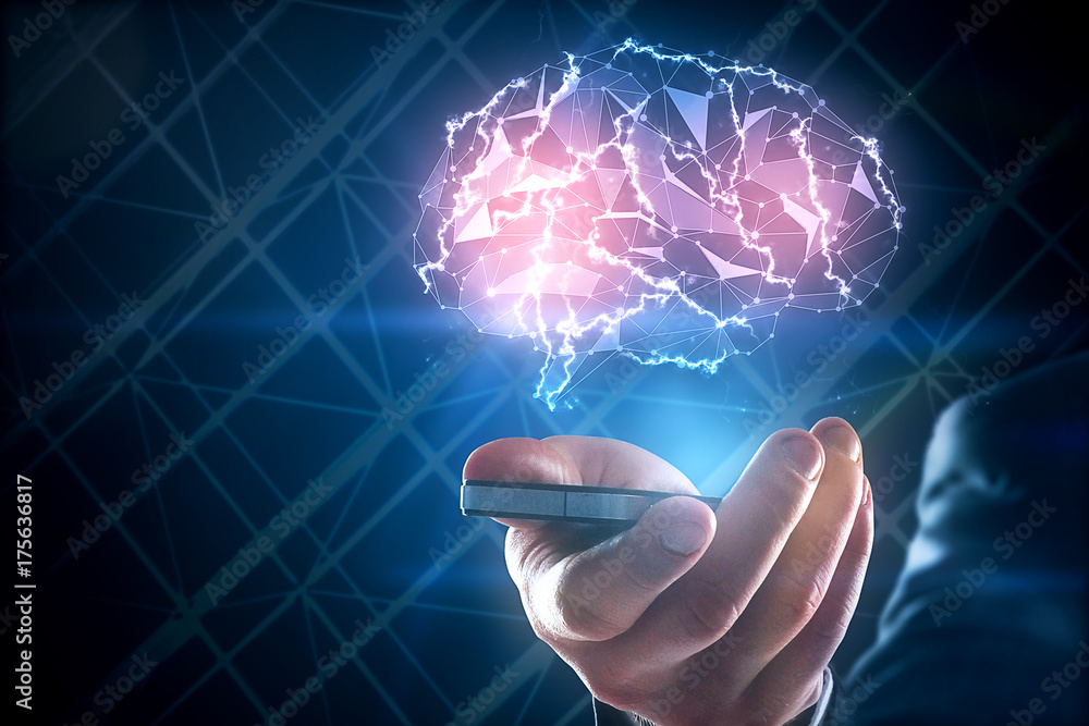 Poster artificial intelligence and network concept