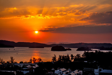 Sunset from the viewpoint of AO Nang, Krabi, Thailand.