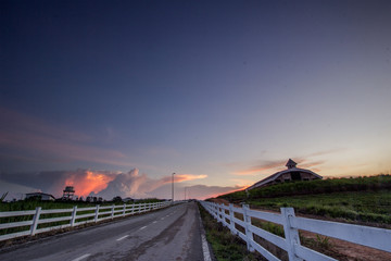 5th october 2017.Muadzam Shah,Pahang,Malaysia. MARDI office at Muadzam Shah scenary while sunsetshooted from the car with dust at front mirror