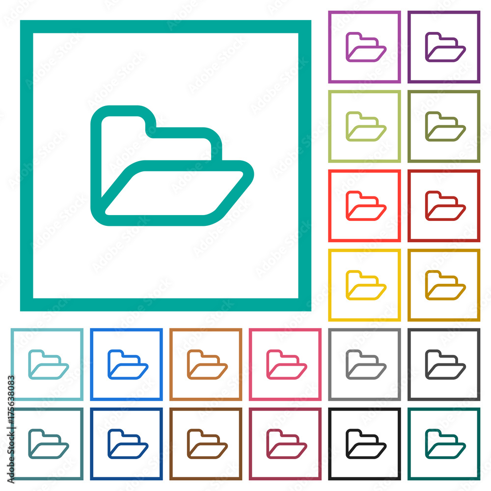Aufkleber open folder flat color icons with quadrant frames