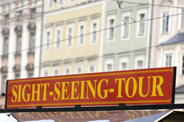 Sign sight-seeing-tour Linz, Oberoesterreich, Austria, Europe