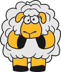 ängstlich lustig klein süß niedlich comic cartoon schaf ziege wolle bauer bock müde cool