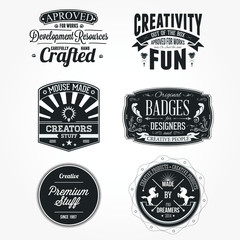 Creative Digital Fun Box Idea Dreamers Origins Content Professional People Vector logo badges elements collection Icons Symbols Retro Labels Silhouettes
