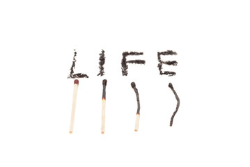 A match lying on a white background