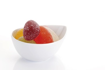 Jelly easter eggs in porcelain bowl