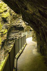 Narrow path over the Viamala gorge in Switzerland