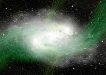 Stars, dust and gas nebula in a far galaxy