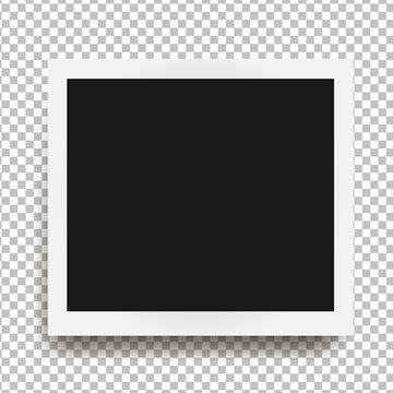 Realistic square frame with shadow isolated on transparent background. Vector illustration