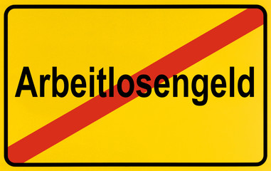 German city limits sign symbolising end of unemployment benefit