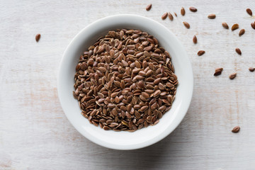 Brown Flaxseeds in a Bowl
