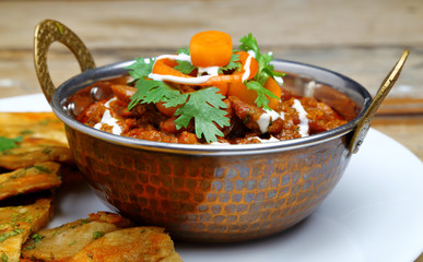 Rajma curry or rajma masala with roti. Indian food curry and bread.