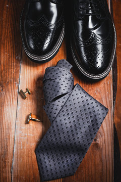 fashion male accessories. Shoes with tie and cuff