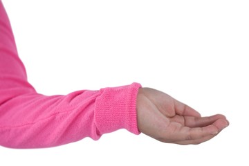 Girl pretending to be hold invisible object