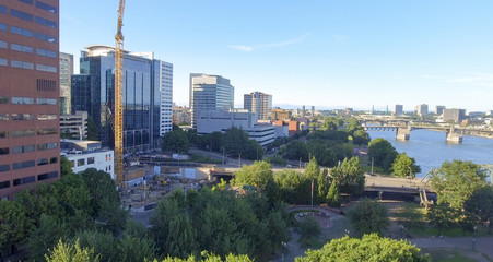 Fototapeta premium Aerial view of Portland skyline, Oregon