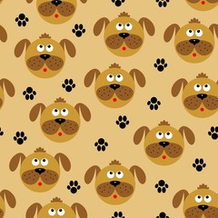 Seamless pattern with dog. The new year 2018. Vector illustration