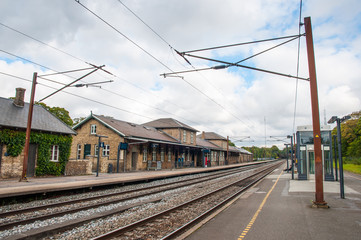 Fototapeta na wymiar Train station in town of Soro in Denmark