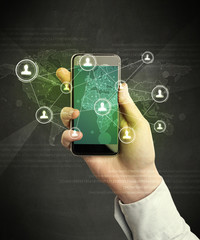 hand holding smartphone