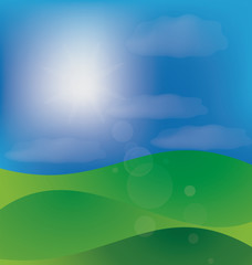 Obraz premium Mountains and green valleys background vector picture