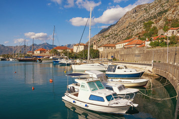 Fototapeta na wymiar View of Old Town of Kotor and Boka Kotorska Bay. Montenegro