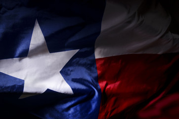 The Texas state flag waving in shadow
