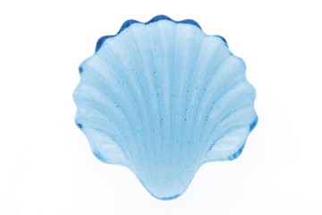 Blue glass seashell
