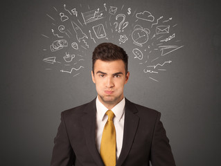 Businessman with social icons