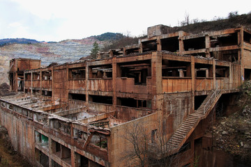 Old destroyed ironworks in small town Vares near Sarajevo , Bosnia and Herzegovina