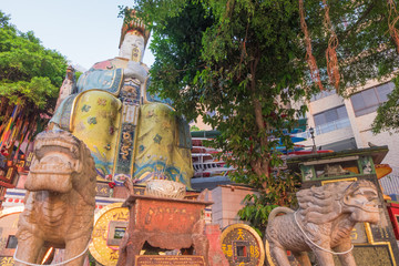 Colorful God statues are located at the Repulse Bay is a quaint Taoist temple which is popular for...