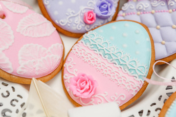 Beautiful glazed Easter cookies