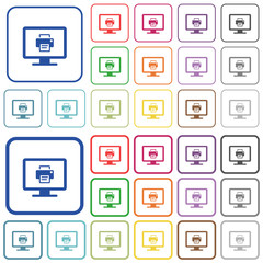 Print screen outlined flat color icons