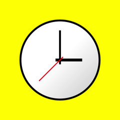 Clock icon Vector illustration flat design. Easy to use and edit. EPS10. Yellow background.
