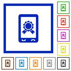 Mobile certification flat framed icons