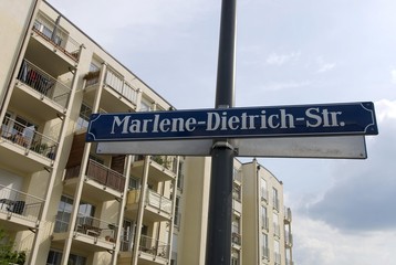 Marlene Dietrich Strasse, Marlene Dietrich Street, sign, Munich, Upper Bavaria, Bavaria, Germany, Europe