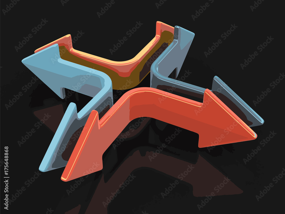 Poster 3d image of arrows in different directions. image with clipping path