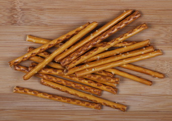 salty cracker pretzel sticks background and texture 