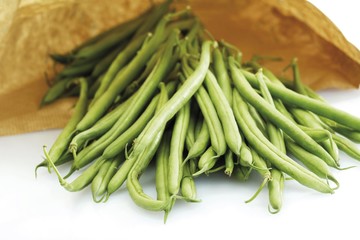 Green beans in a paper bag