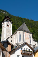 Fototapeta na wymiar View of the Maria Hilf Pilgrimage Church in Hallstatt