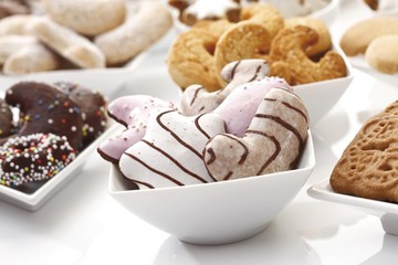 Lebkuchen or gingerbread covered in icing sugar