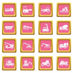Building vehicles icons pink